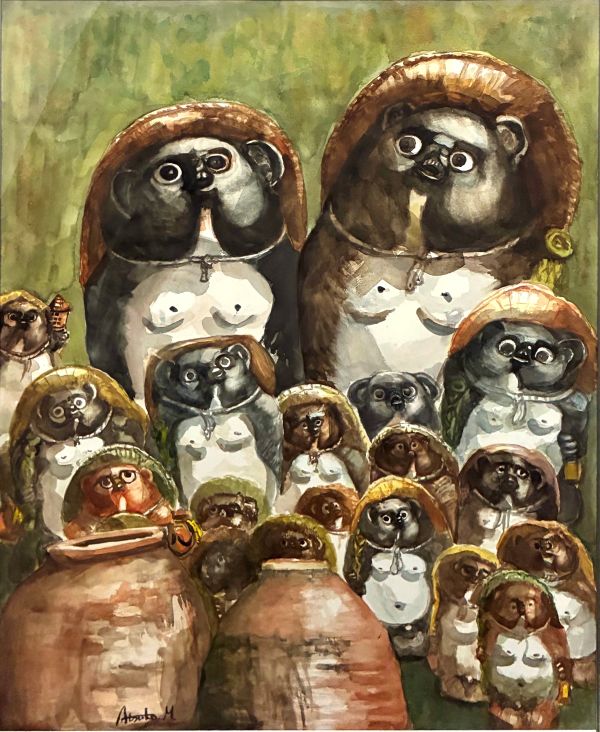 第74回 光陽展　盛岡　淳子（モリオカアツコ）たぬき 水　F50